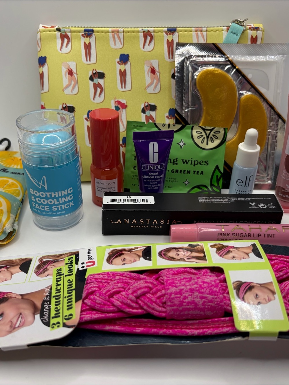 Assorted Women’s Skincare & Beauty Set - Clinique, ELF, Anastasia (Yellow)